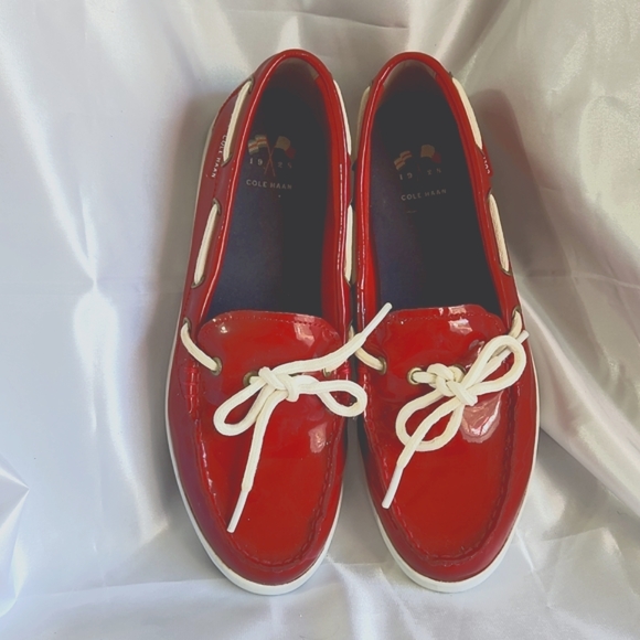 Cole Haan Shoes - Cole Haan Nantucket Camp Moccasin Red Patent Leather 8
